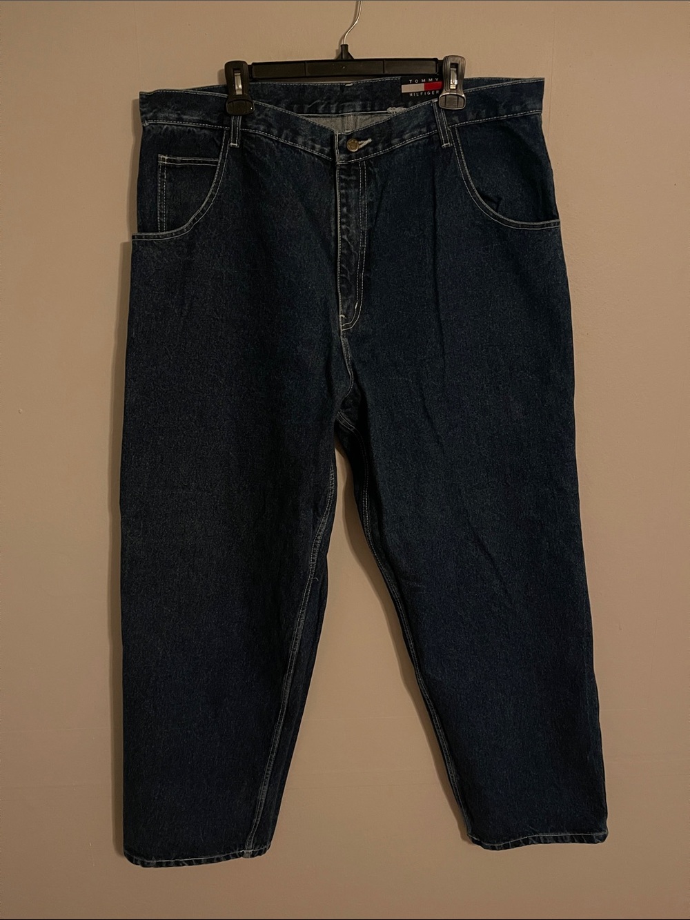 Vintage Y2K Tommy Hilfiger Baggy Wide Leg Carpenter Jeans Logo - Men’s 40x33 - Picture 3 of 4